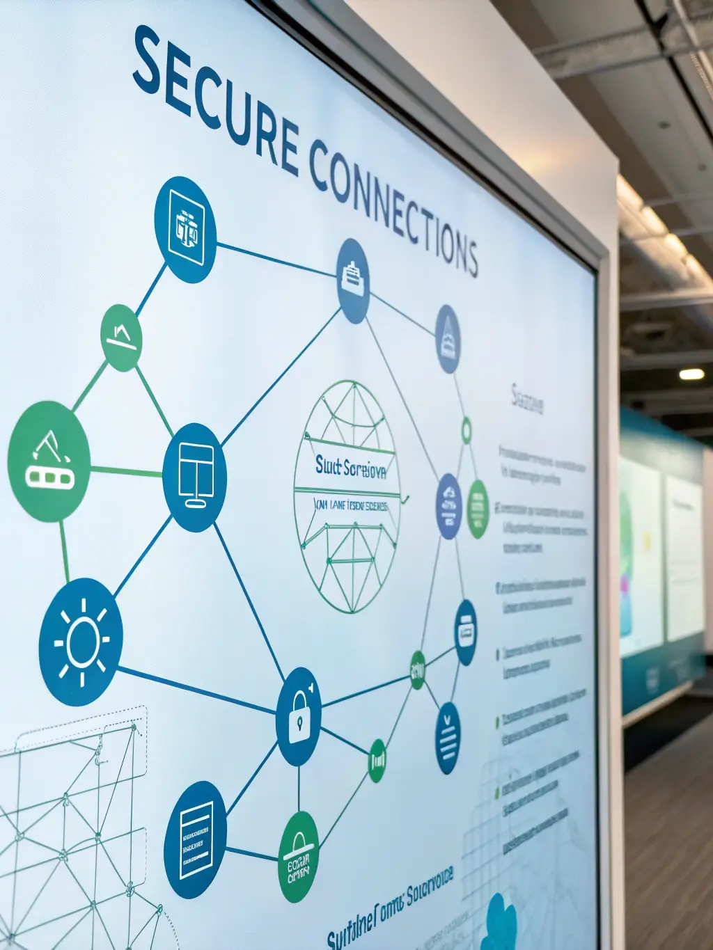 A visual representation of a secure network, highlighting the protection against eavesdropping and data breaches.